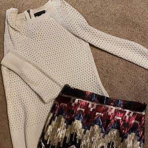 Waffle sweater and skirt combo
